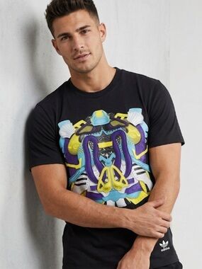 Adidas Black Tee with Vibrant Graphic